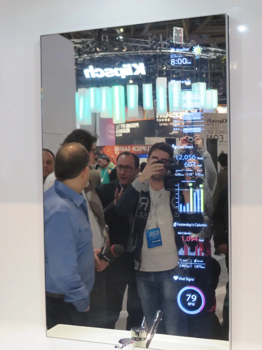 The bathroom smart mirror concept offers data like weather
