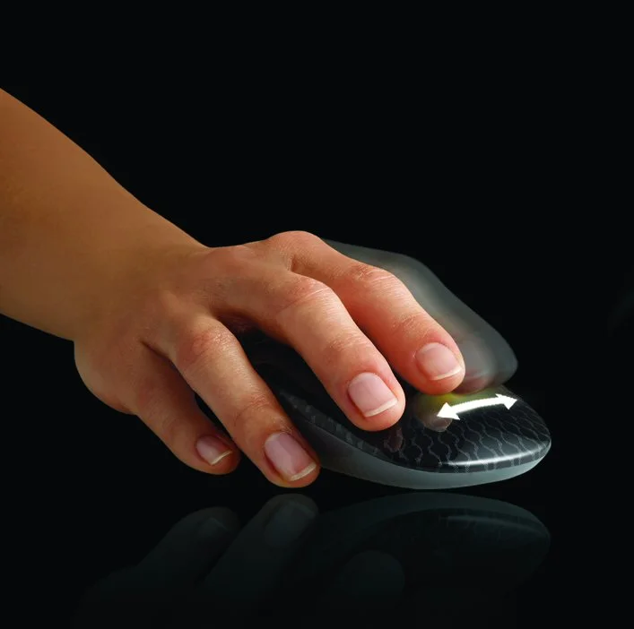 Logitech has announced the new M600 Touch Mouse, where the familiar clicky buttons and scrollwheel are replaced by a touch-sensitive upper surface