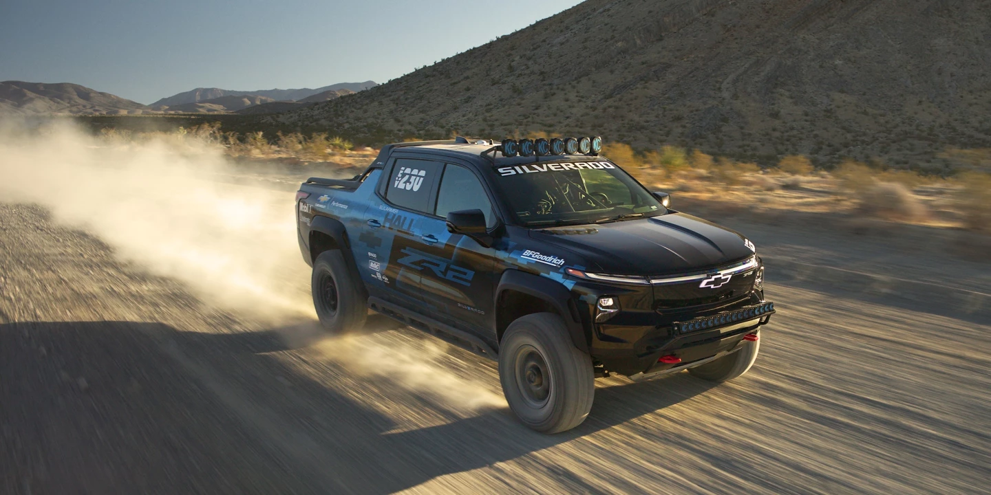 The Silverado EV ZR2 race truck concept was created in five months with 98% GM production components