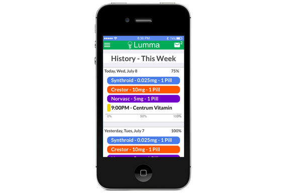 The History function will show you what medication you've taken this week, as well as what pills you might have missed