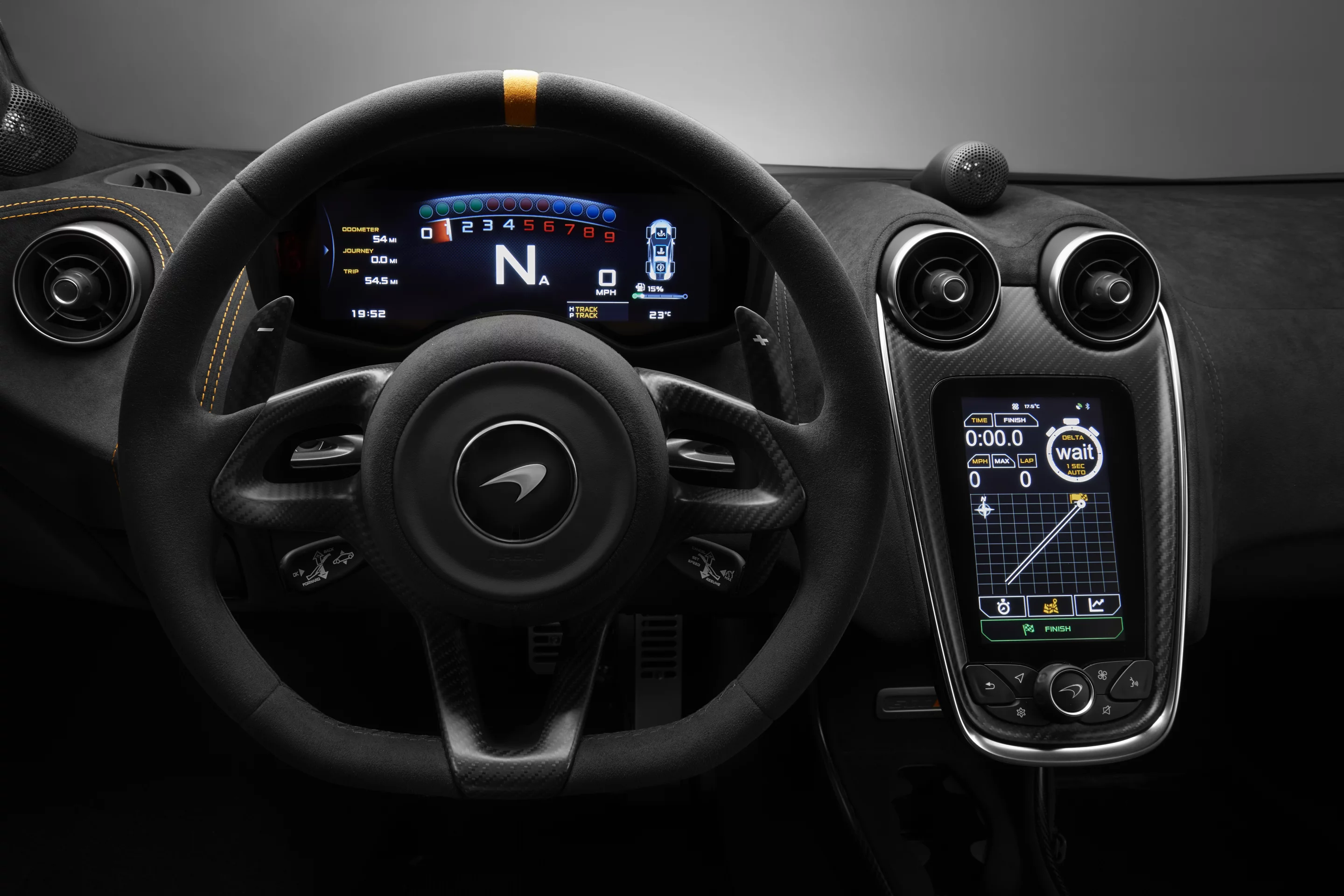 A driver-focused, race-ready cockpit is the core of the McLaren 600LT's interior experience