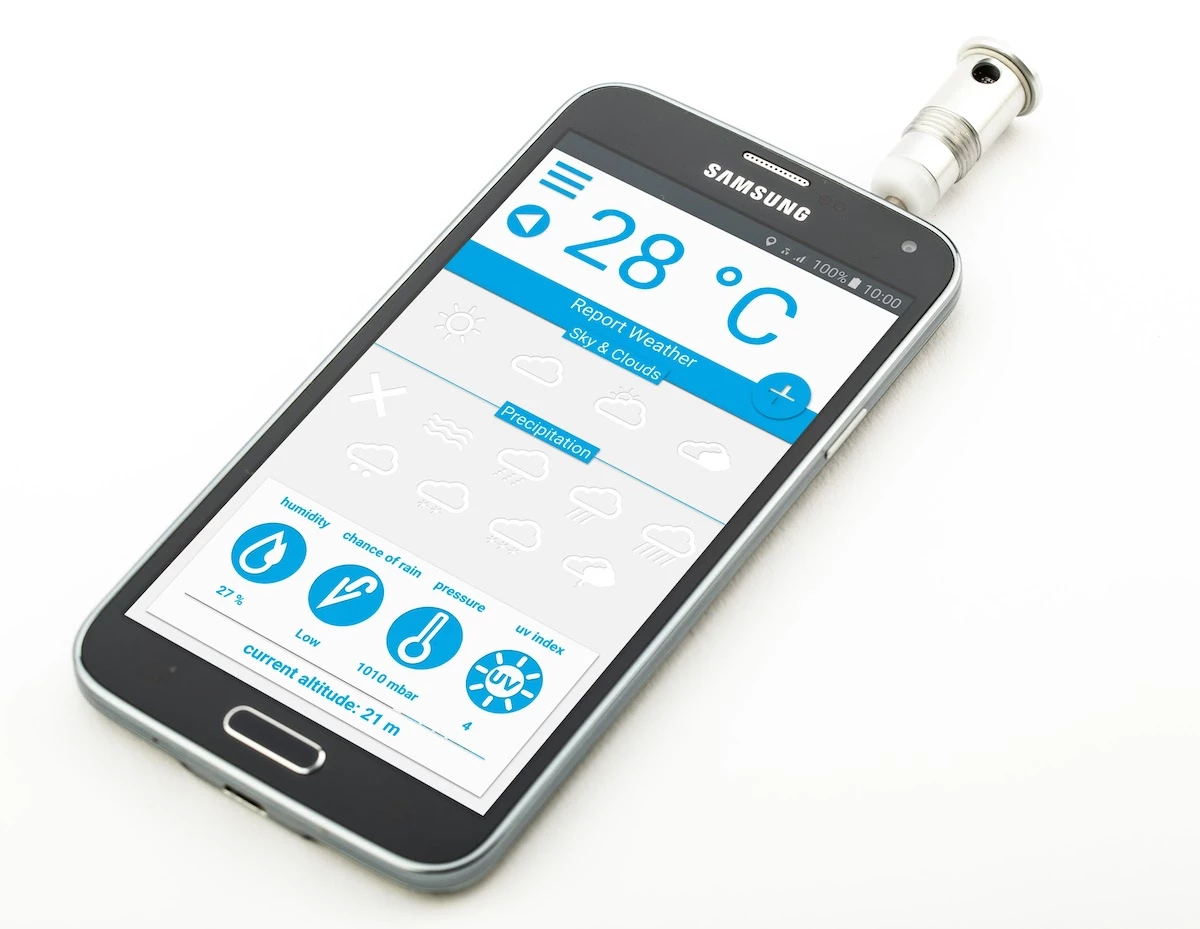 WeatherPoint displays its data through an app, which can store the information or share it through a cloud platform