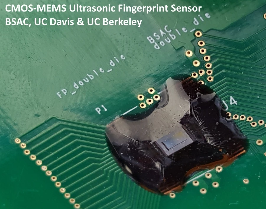An ultrasonic fingerprint sensor measures a three-dimensional, volumetric image of the finger's surface and the tissues beneath, making it difficult to spoof