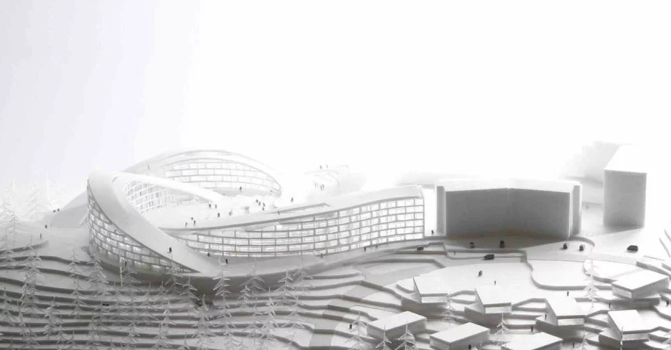 The two northwest structures are lower allowing views in the direction of Sirkka village, with all four building offering uninterrupted views of the vast mountainous landscape