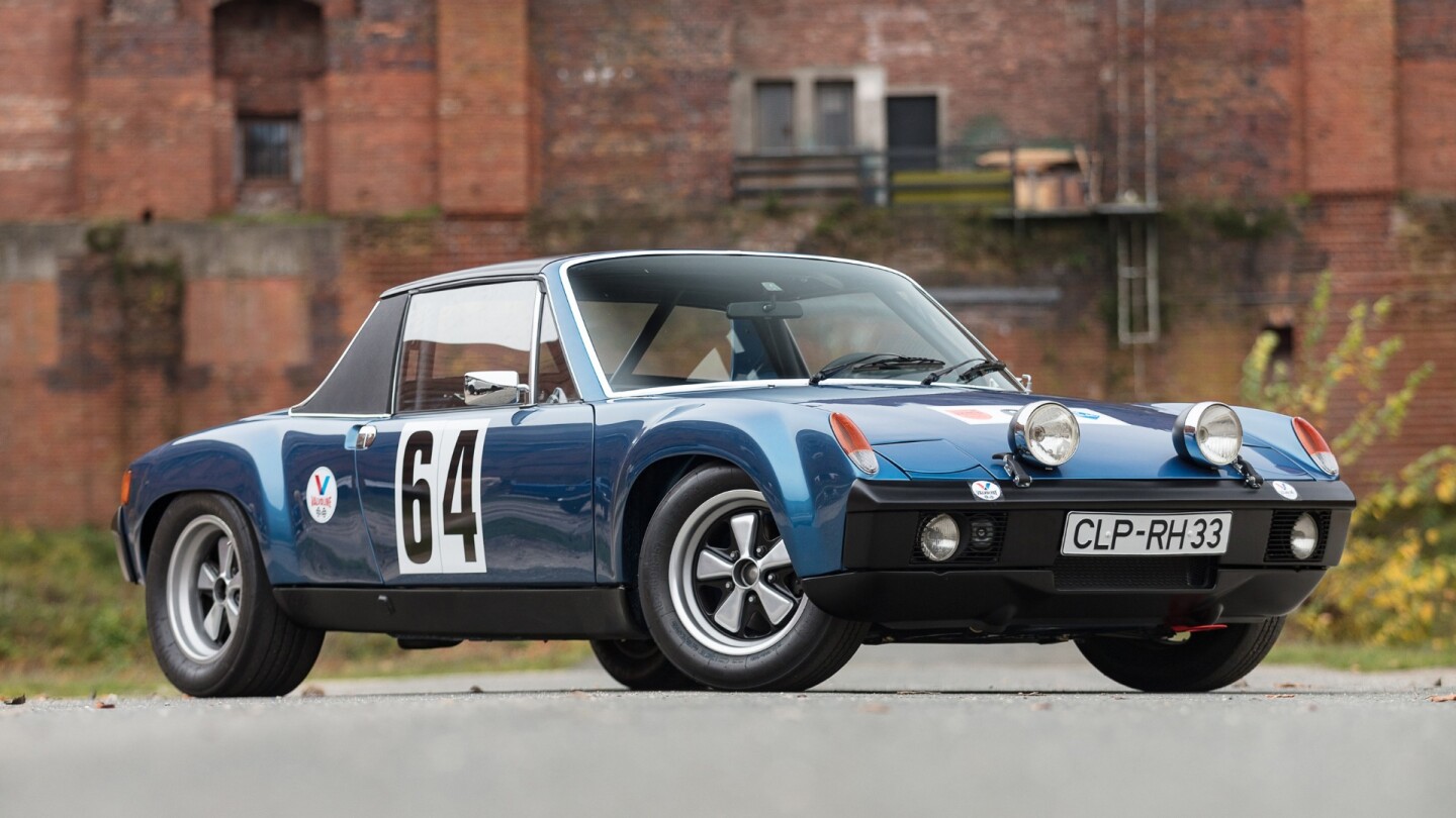 Overshadowed by Porsche's first outright win in the important 24 Hours of Le Mans in 1970, a new 914/6 GT finished sixth outright, winning the 2.0-liter GT class from 45th place on the grid. This particular car has an extensive period racing history and sold for $296,299 (€241,250)