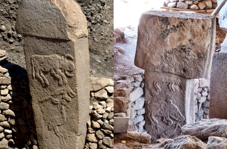 Stone pillars at Göbekli Tepe, adorned with animals that archaeologists believe indicate a specific date and tell of a cataclysm
