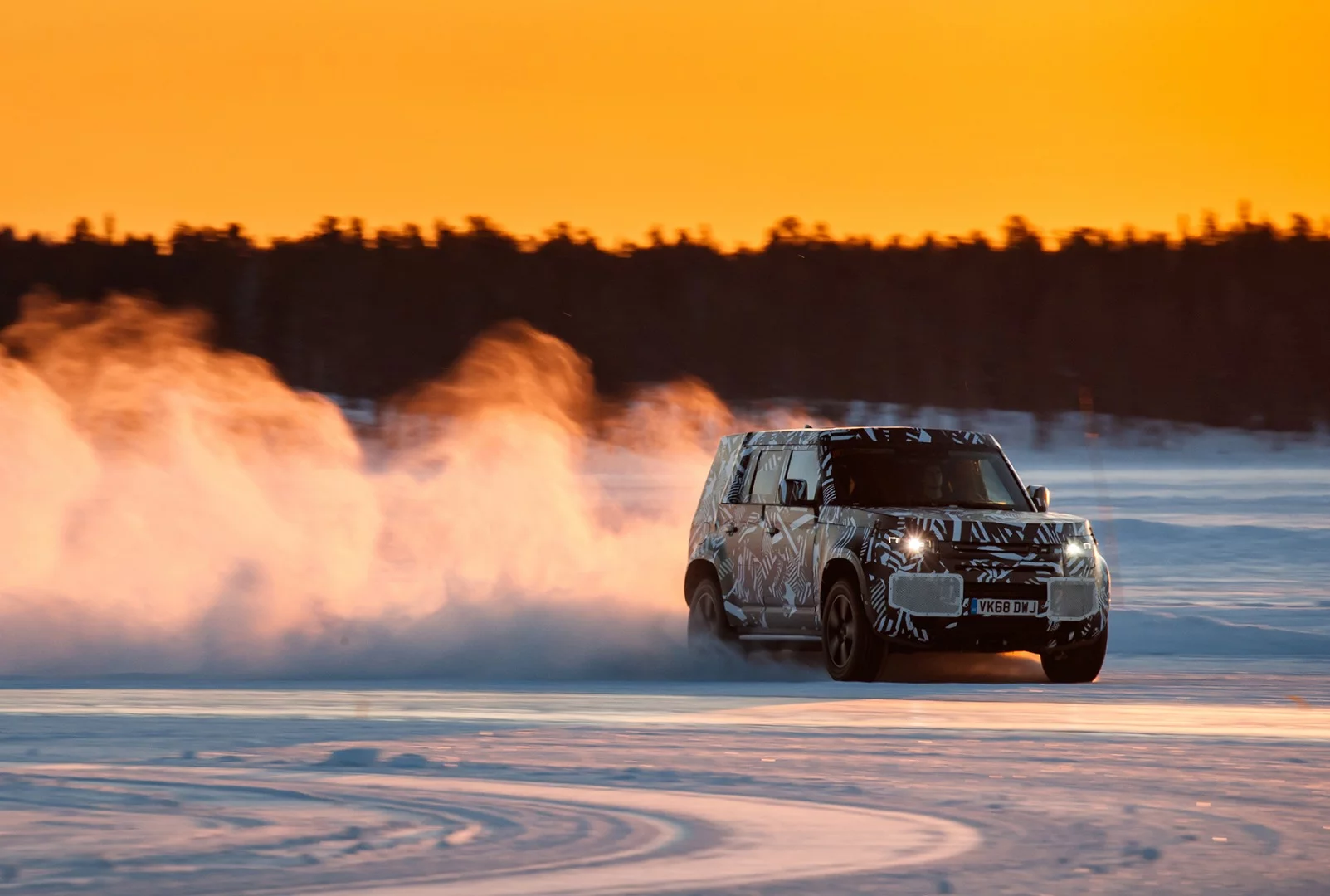 The prototype Land Rover Defender during trials in the Arctic