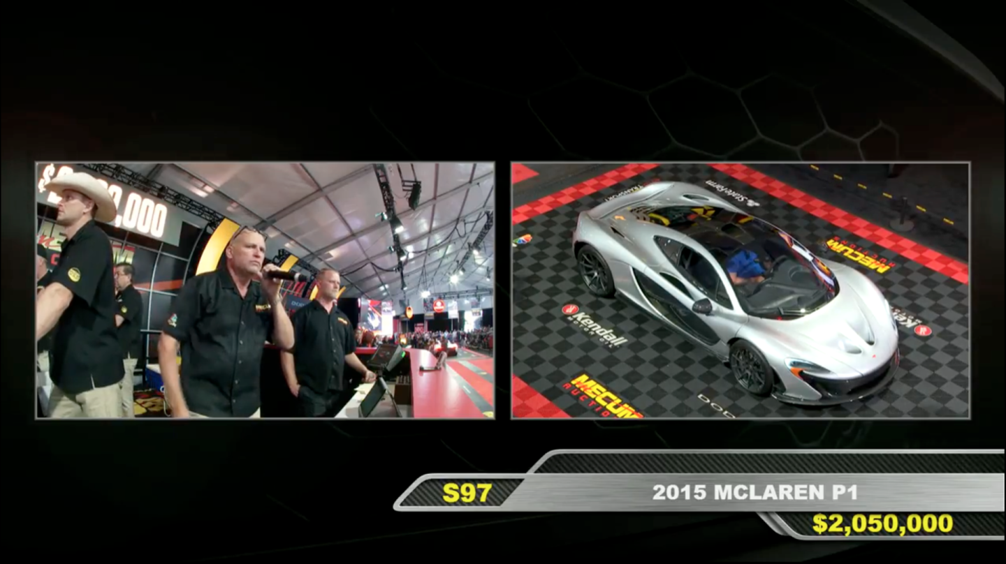 $2,100,000 | 2015 McLaren P1Estimate: $2,200,000 to $2,500,000Official Auction Description: MecumLot S97