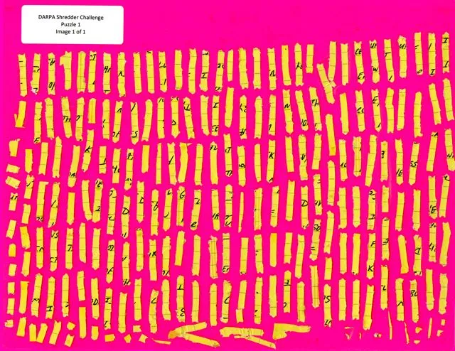 In order to develop methods for reading shredded documents, DARPA is running a contest in which contestants must solve puzzles made from shredded paper