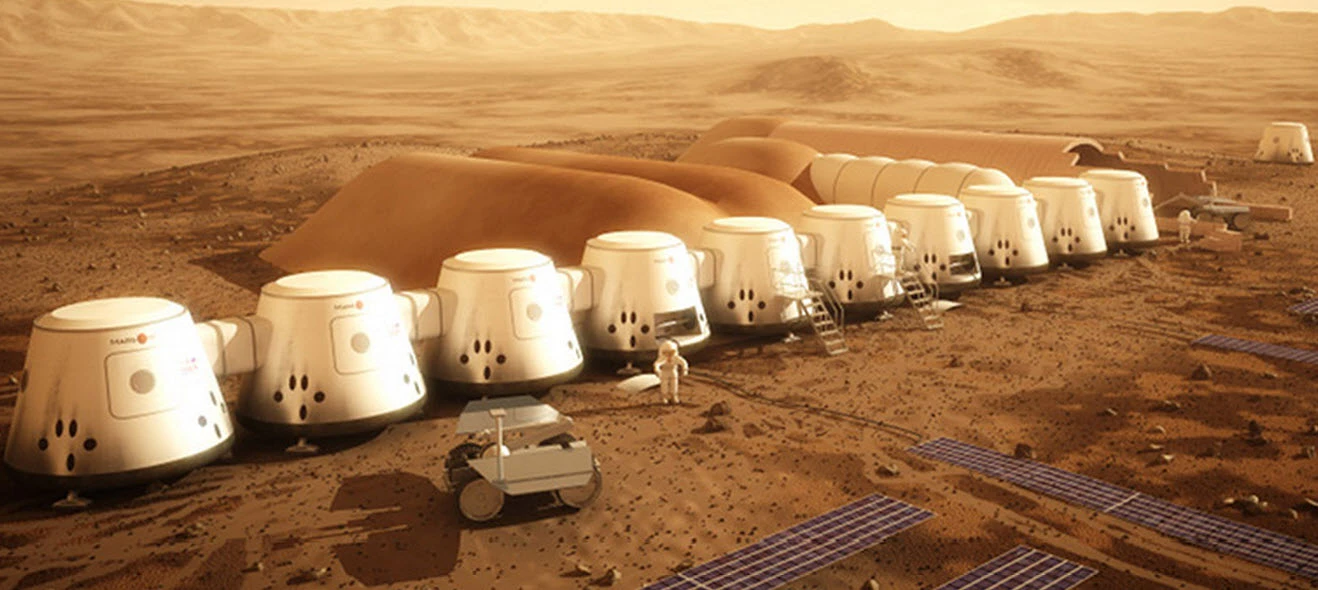 The settlement will be powered by solar panels (Image: Mars One)