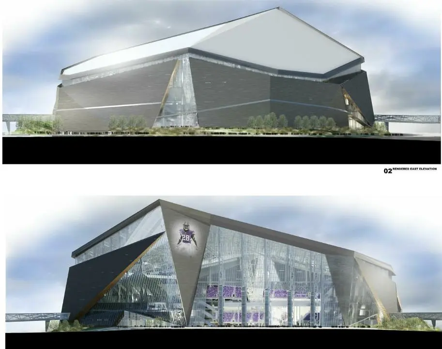 Opposite perspectives of the stadium