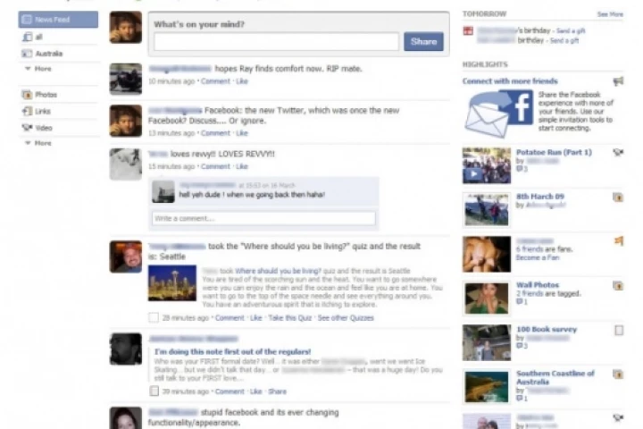 The new facebook homepage