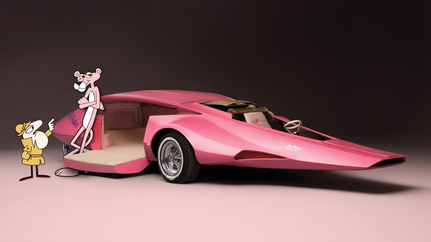 This one-off automobile was created in 1969 as part of the popular Pink Panther Show, which aired in the United States on NBC from 1969 until 1976. The Pink Panther Show starred the animated Pink Panther character from the opening credits of the live-action films about bumbling French detective, Inspector Clouseau (played most famously by Peter Sellers). It fetched GBP88,000 (US$173,931) at a Coys auction in 2007.