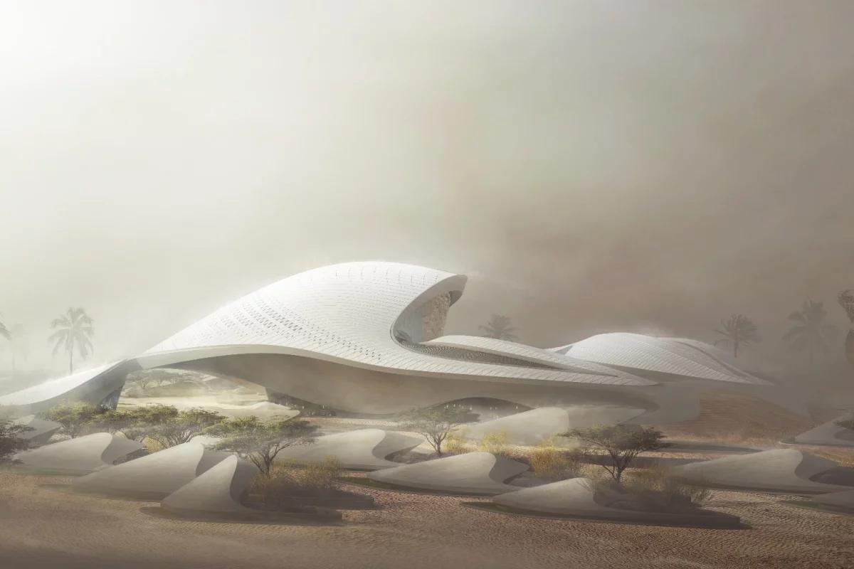 The structural steelwork of the Bee'ah headquarters has been installed, along with the building's centerpiece concrete dome