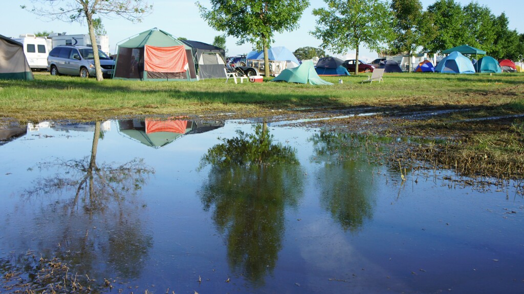 Sploshkosh! The weather cleared during the week but campers still had to dodge some formidable puddles