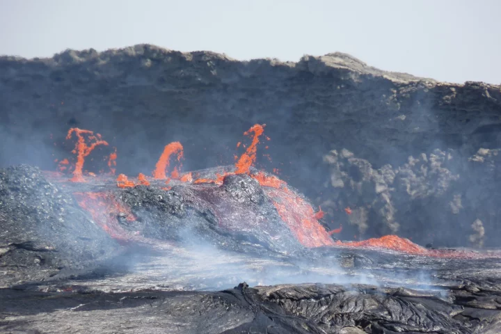 Active lava flows spilling out of the Erta Ale volcano in Afar, Ethiopia