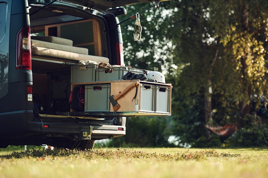 An available slide-out makes for easier gear access and organization