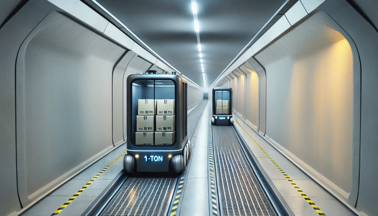 Autonomous carts travelling through tunnels, pictured using generative tools, is another option