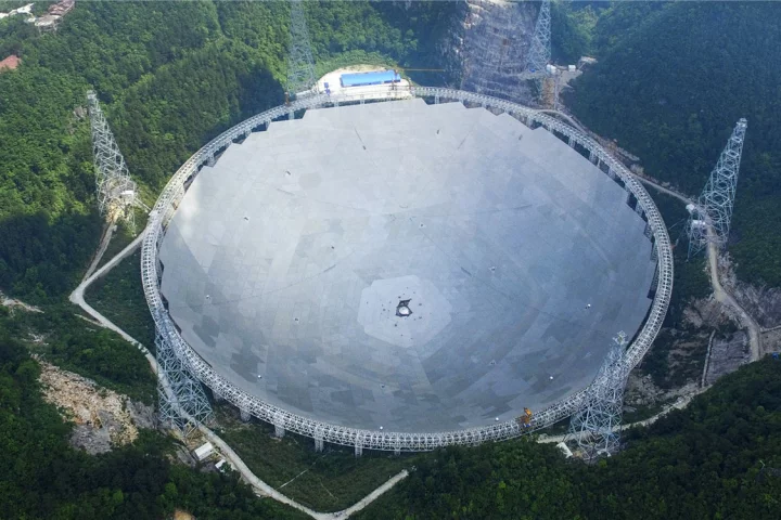 UAV image of China's FAST radio telescope