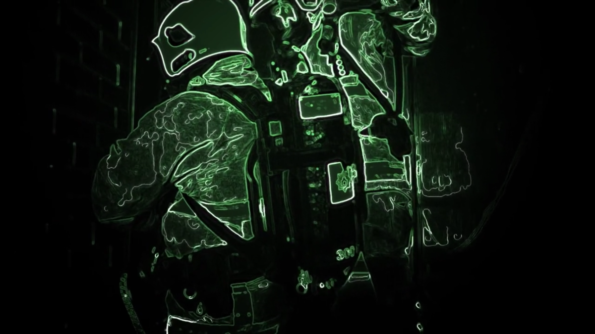 An AI algorithm takes thermal vision and runs live edge detection on it to produce a useful feed into the right eye