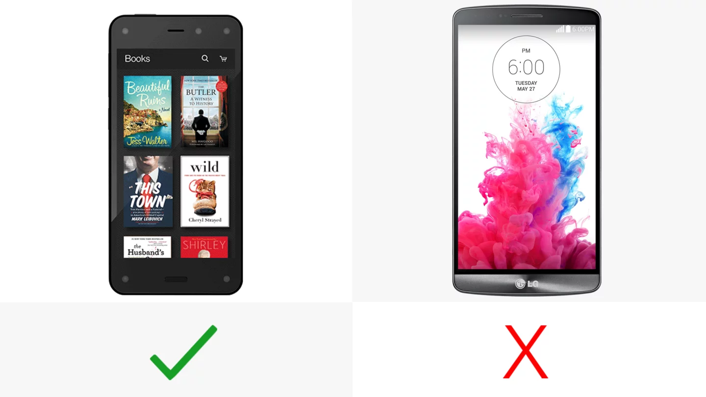 The Fire Phone features a unique Dynamic Perspective 3D display
