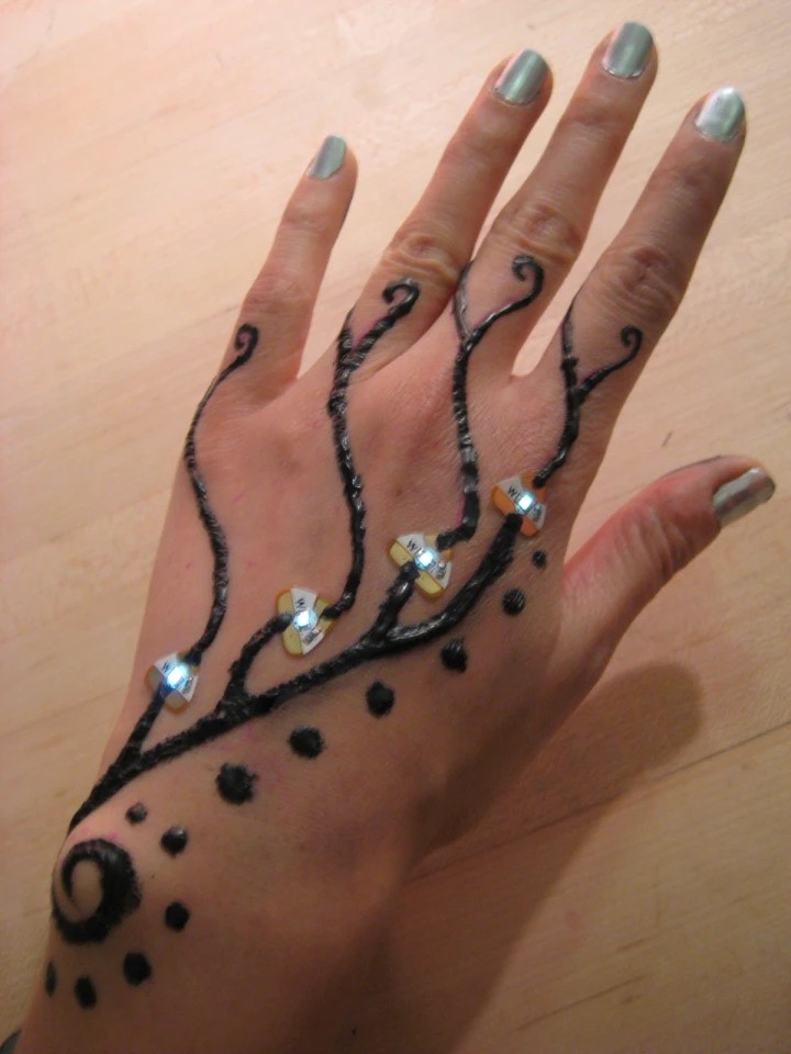 With the right conductive materials, Chibitronic stickers can be used to make wearable circuits
