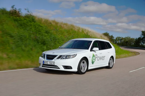 The prototype all-electric Saab 9-3 ePower that will debut in Paris later this month