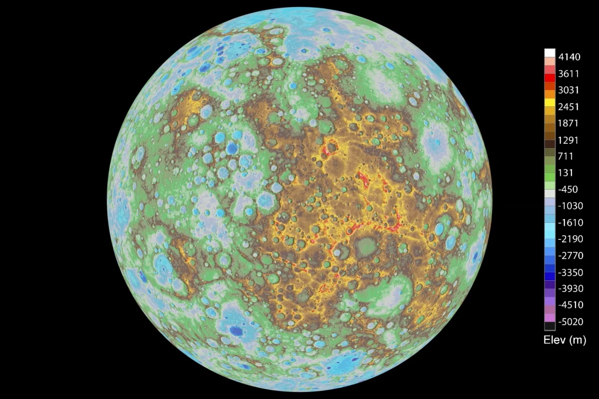 Still from the newly-relseased topographical map of Mercury