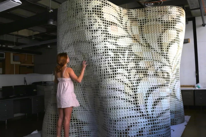 The Bloom pavilion is said to be the first and largest powder-based 3D-printed cement structure built to date (Photo: UC Berkeley)