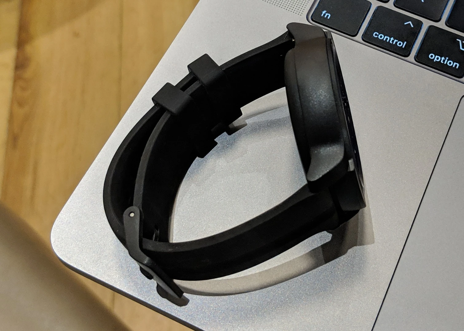 The TicWatch E2 is reasonably chunky, with a 1.4-inch touchscreen, but it doesn't look too large on the wrist
