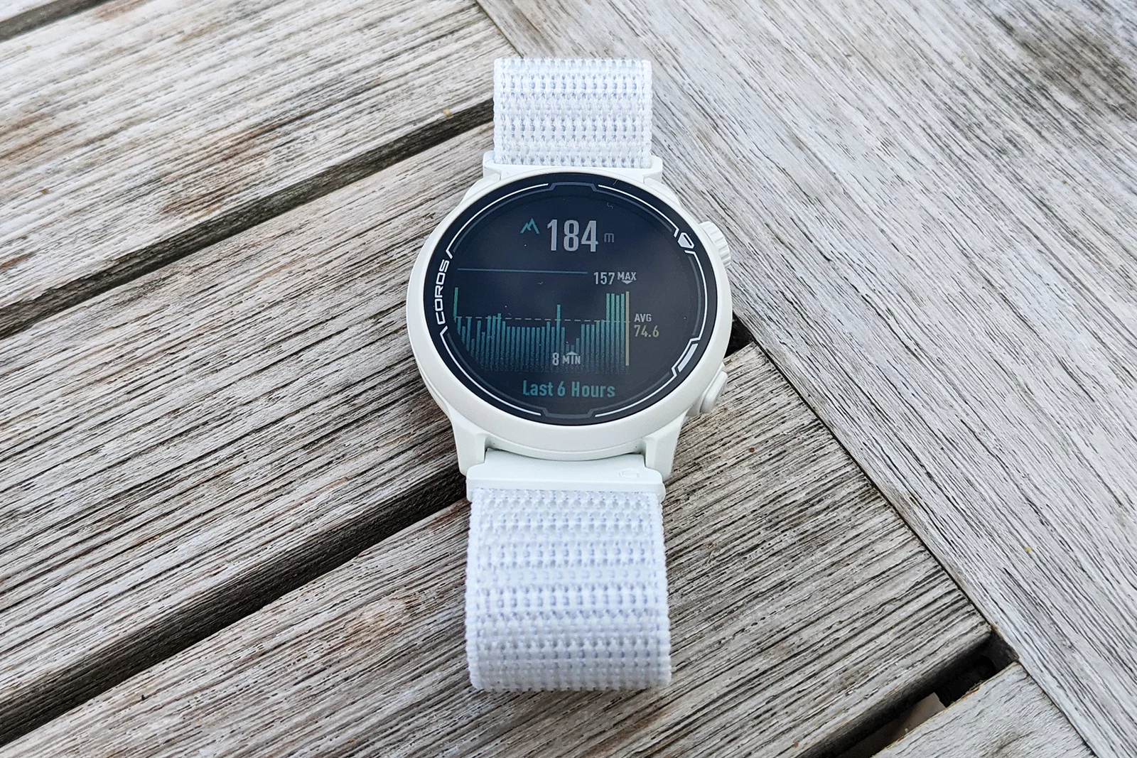 The watch keeps track of steps, elevation, heart rate and more