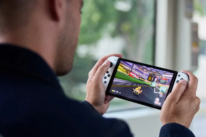 As its name suggests, the Switch (OLED model) features a 7-inch OLED touchscreen for "vivid colors and crisp contrast when you play on-the-go"