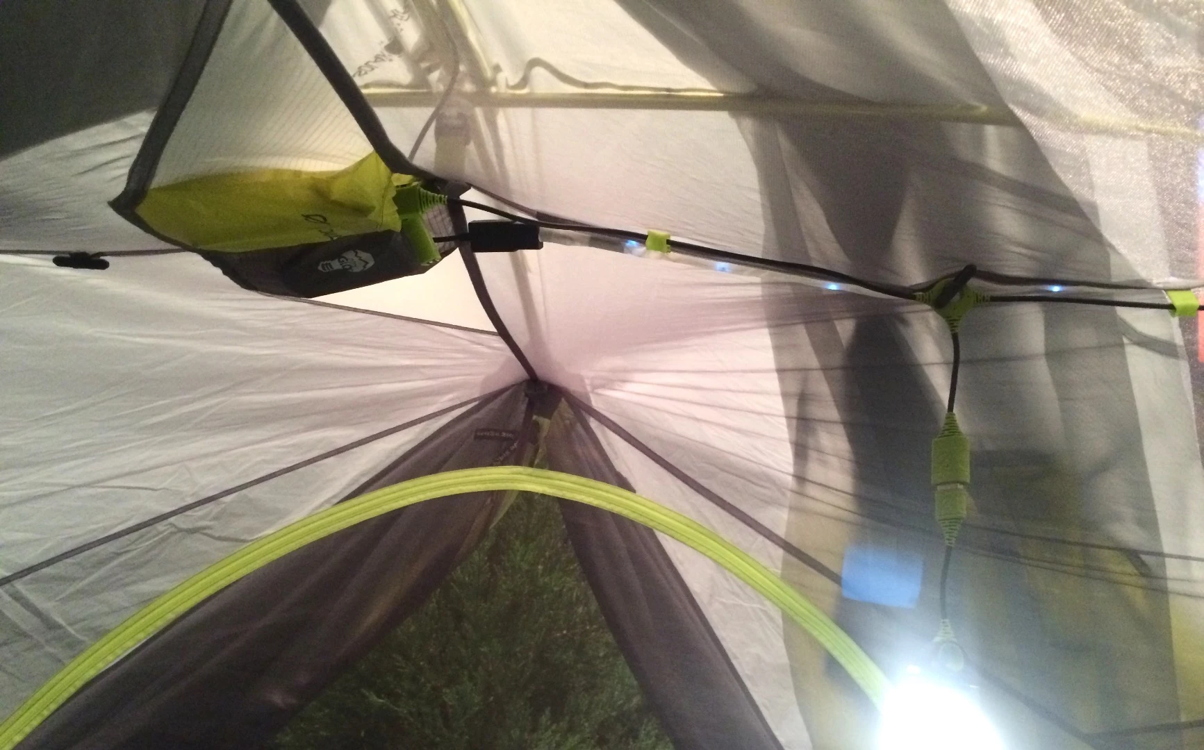 The wiring is integrated into the tent, keeping the design clean, weatherproof and easy to use