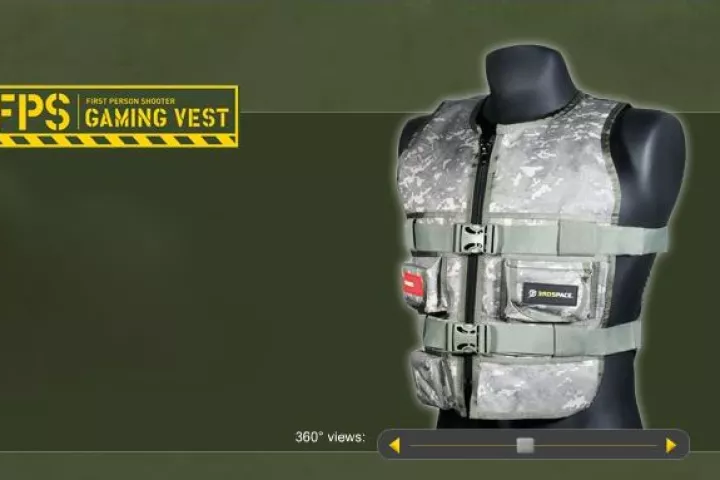 The 3rd Space FPS Gaming Vest uses pneumatic air pockets to simulate physical blows when gaming