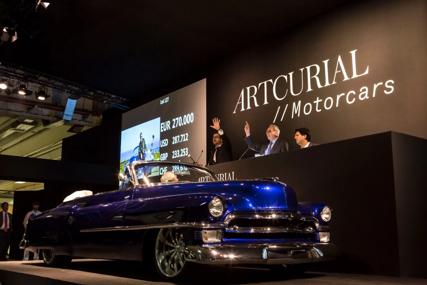 Hallyday's Cadillac on the auction stage