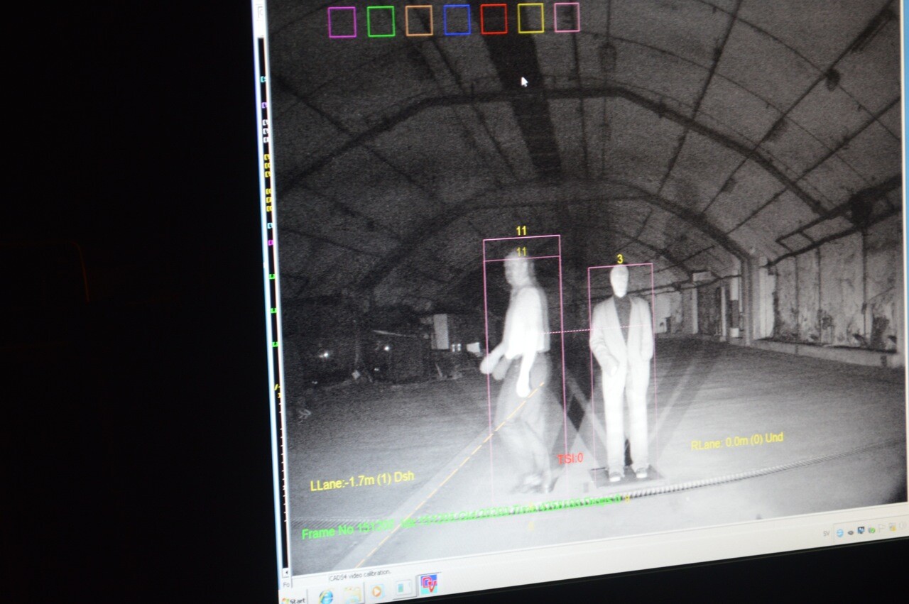 Volvo's pedestrian detection system works in the dark thanks to an improved camera, here picking up both manikin and human (Photo: Gizmag)