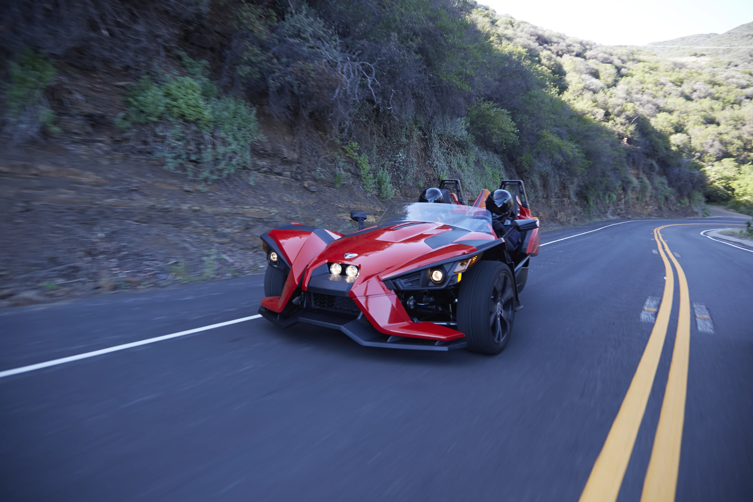 Polaris touts the cornering prowess of the Slingshot