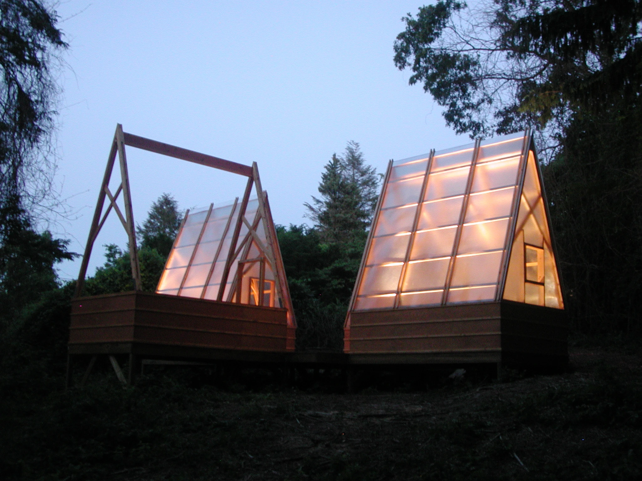 The huts are off the grid, but may be updated with solar power (Photo: Moskow Linn Architects, from the forthcoming book "Superlight")