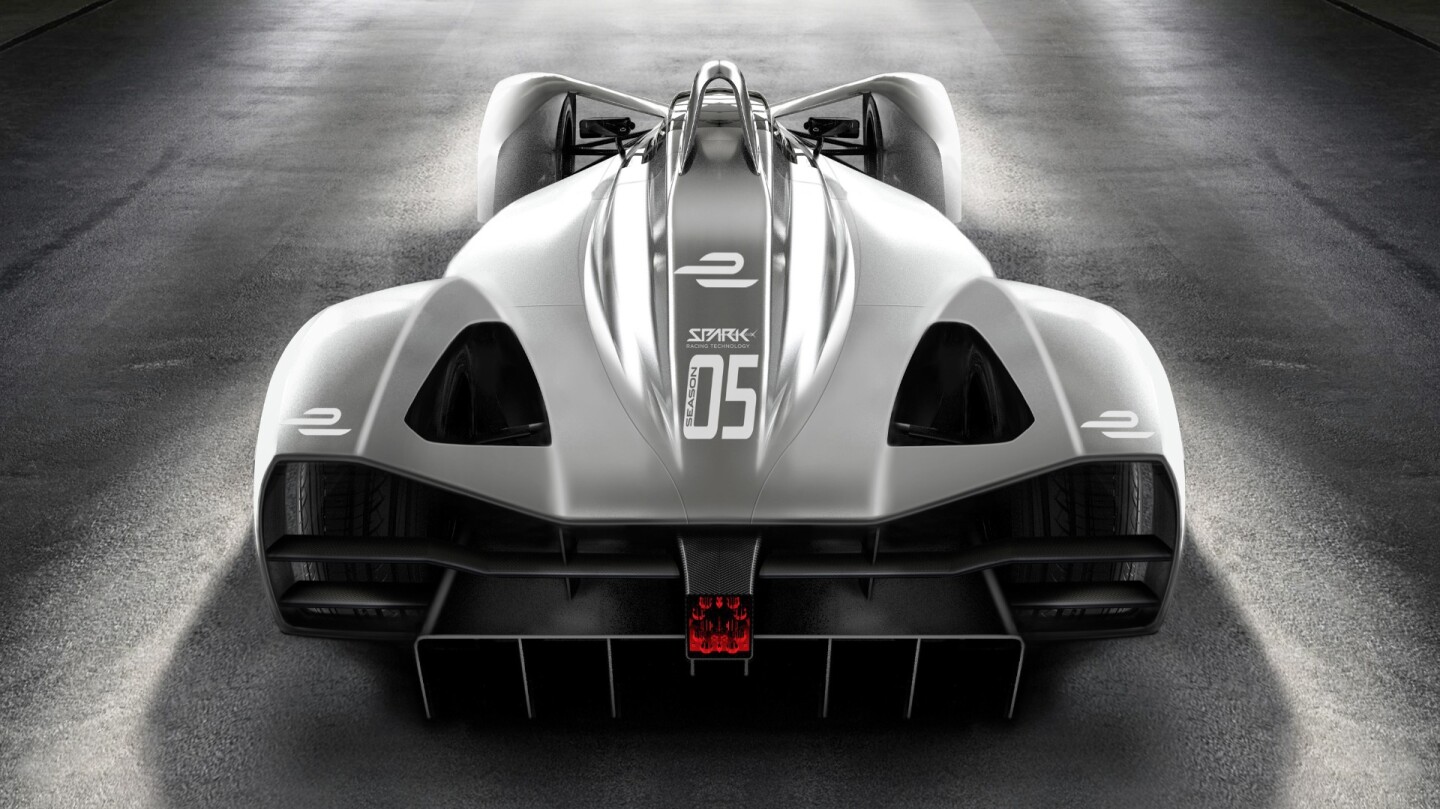 Spark's 2018 Formula E electric race car chassis: rear view