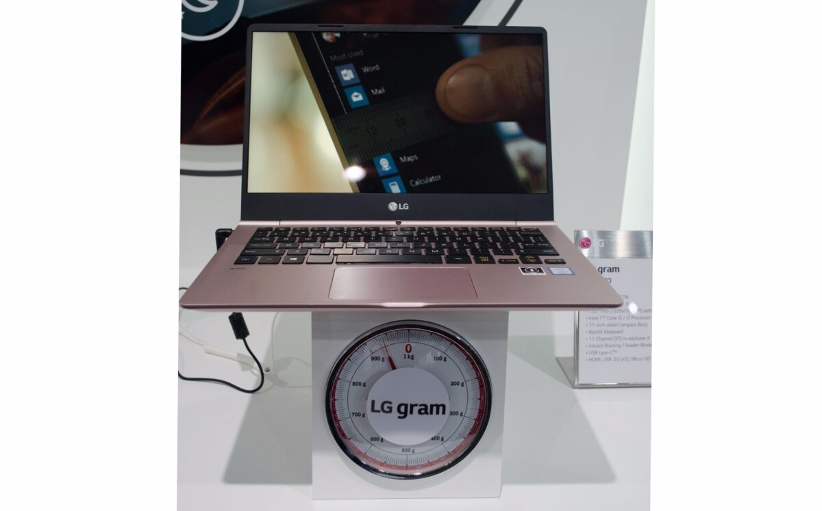 Part of the LG Gram's booth display at CES 2017
