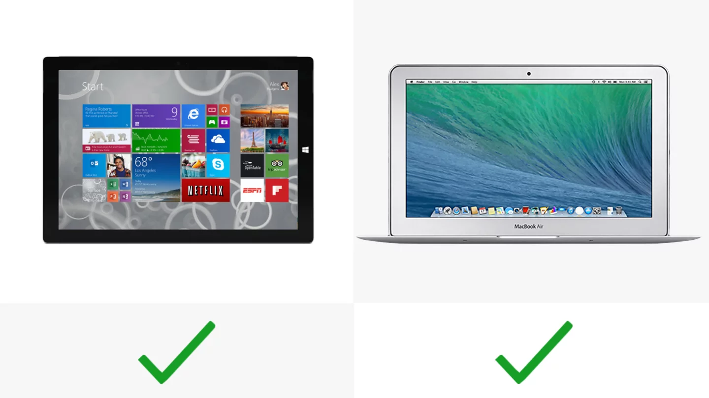 Microsoft's marketing department has fallen in love with side-by-side multitasking, but that isn't hard to do on the MacBook