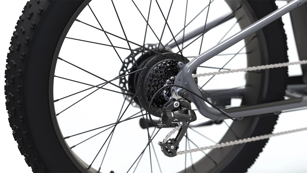 The Ultra ebike features a 750-W rear-hub motor and 8-speed derailleur