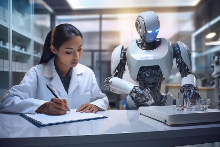 Is it possible that AI , pictured here using generative tools, might be better at coming up with new ideas than humans?