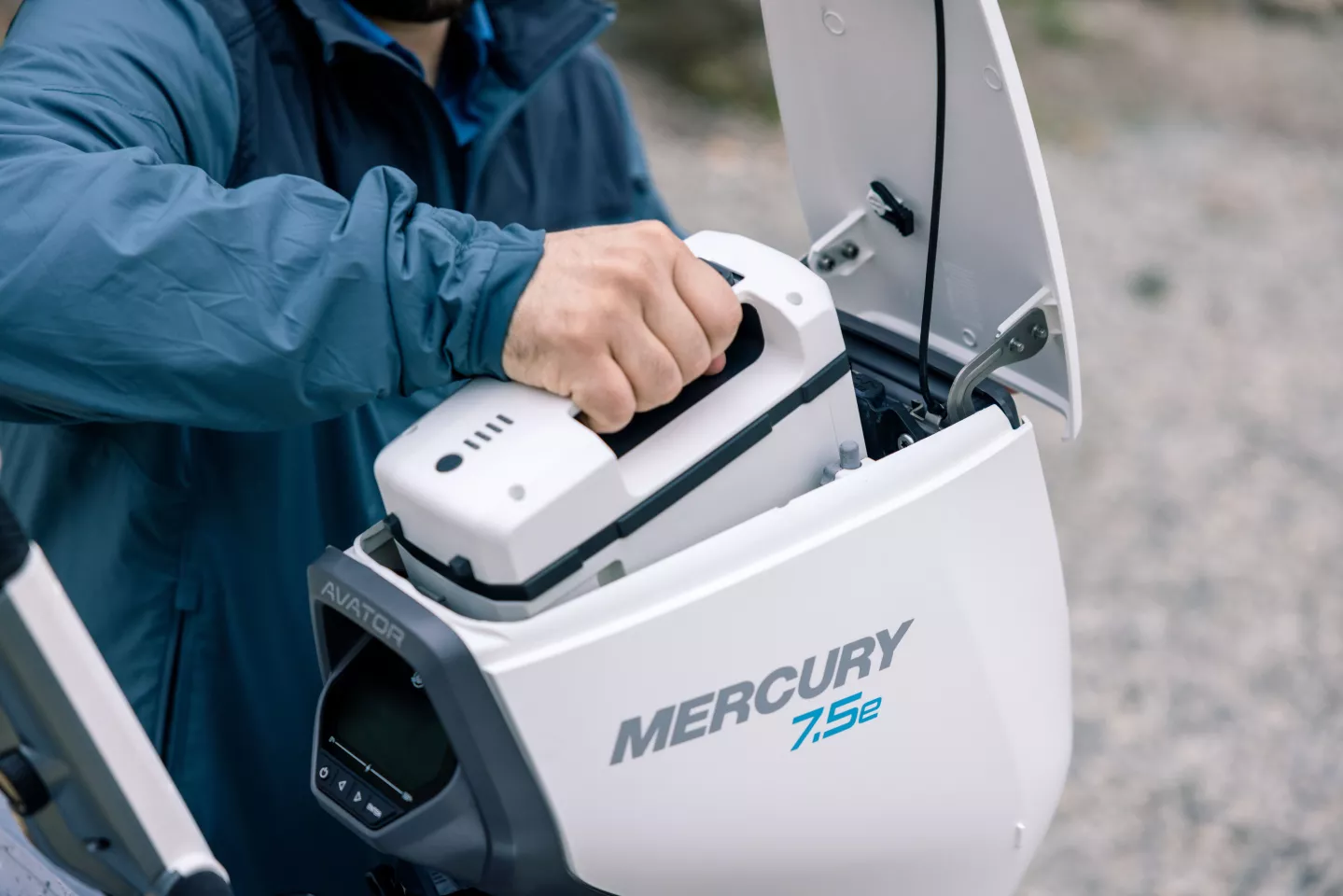 The 1-kWh battery unit can be removed for charging indoors or hotswapped with a spare