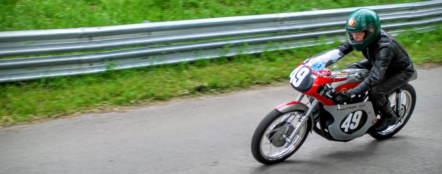 1962 Bultaco TSS with John Wheldon in the hotseat