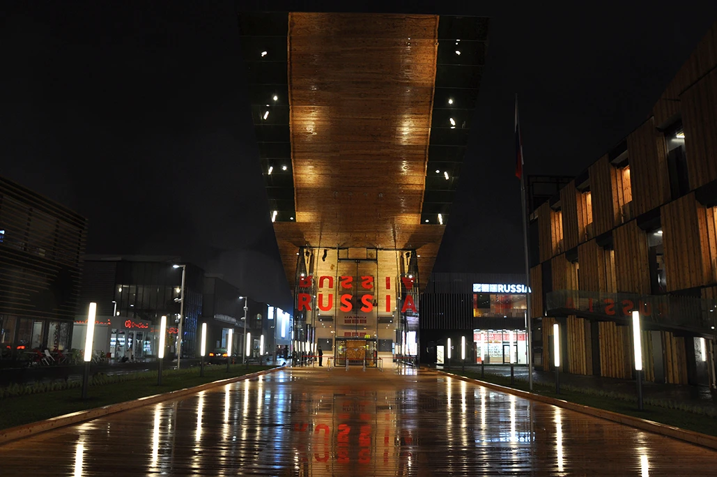 Russian Pavilion designed by architects Sergei Tchoban, Alexei Ilyin and Marina Kuznetskaya