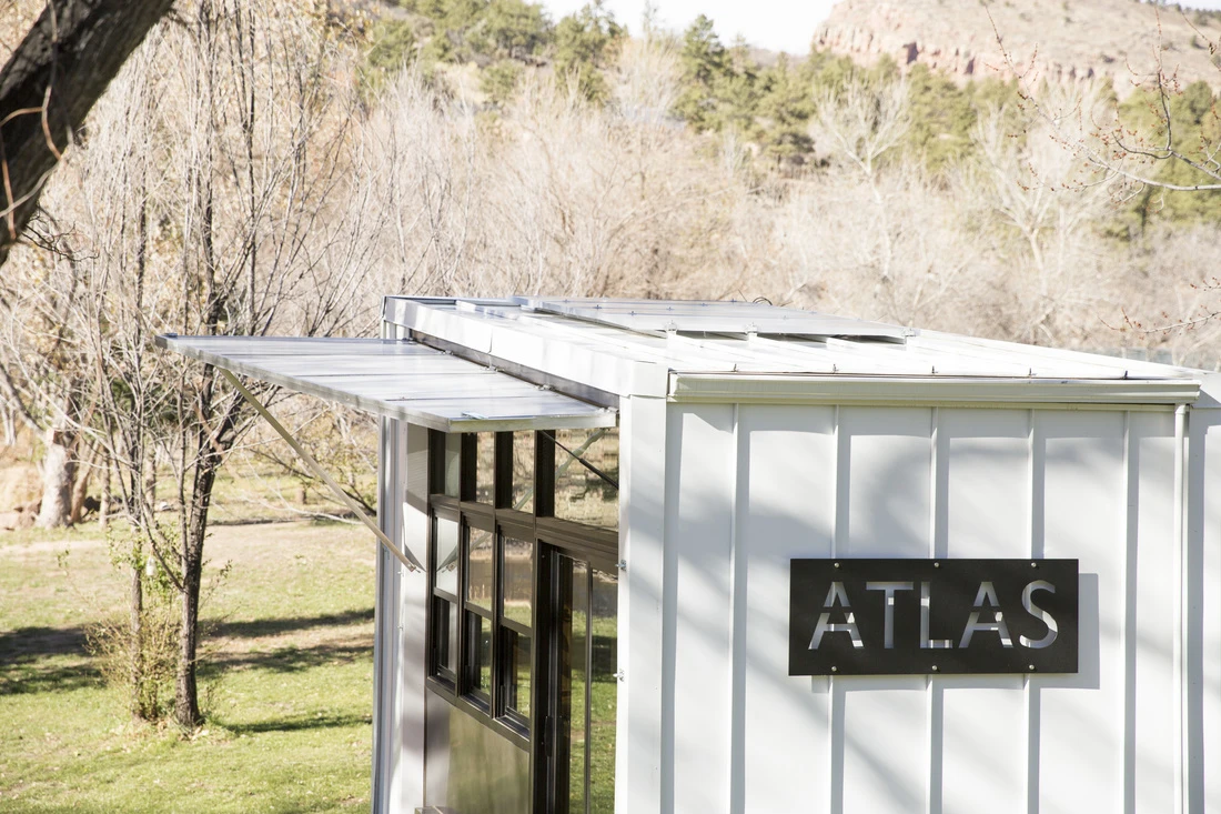 The home is powered by a roof-based solar panel system, which is linked to a four-battery array