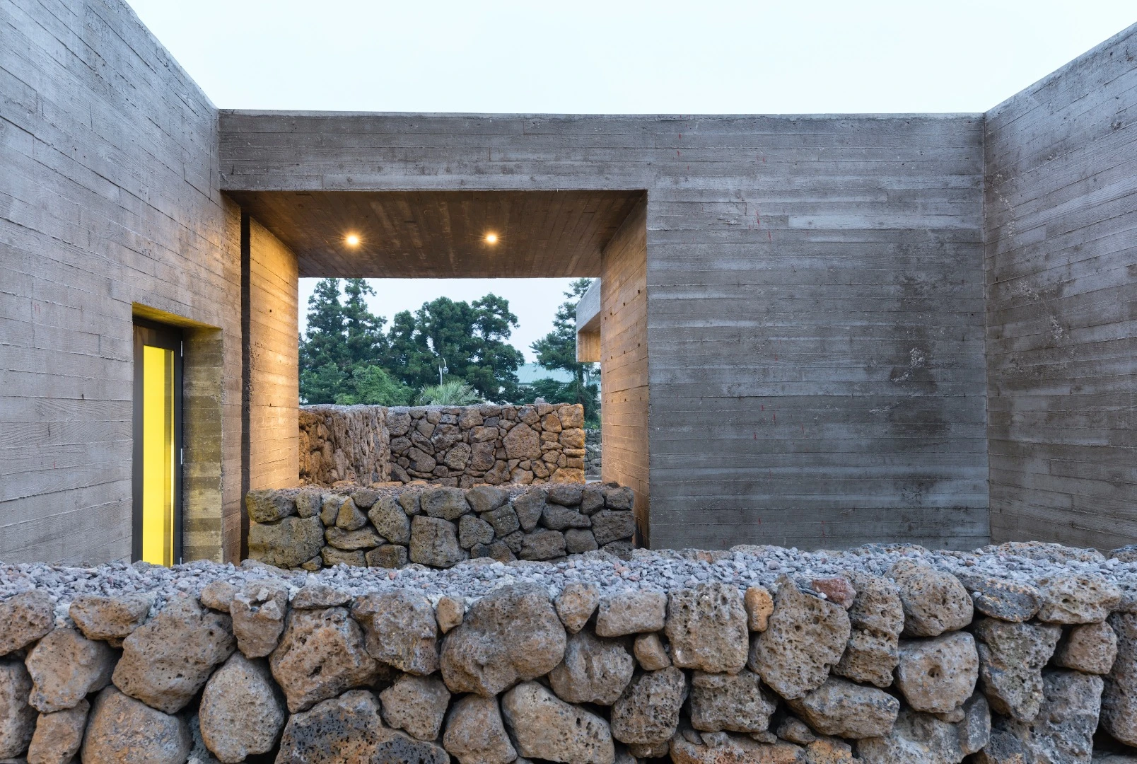 Two of the vacation homes are low-lying and echo the traditional local vernacular