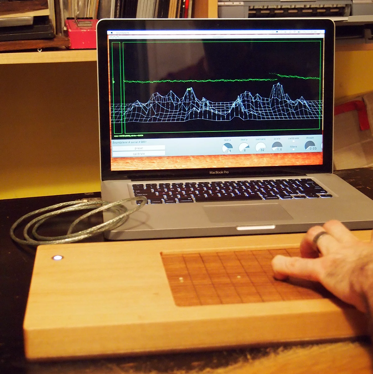 Madrona Labs has also developed some software which takes the raw signal from the instrument and translates it into OSC/MIDI, which can then be used to control computer software or other hardware