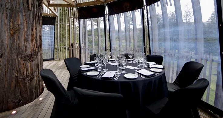 Acrylic sheeting fixed to the roof and roll-down café-style blinds render the structure weather resistant